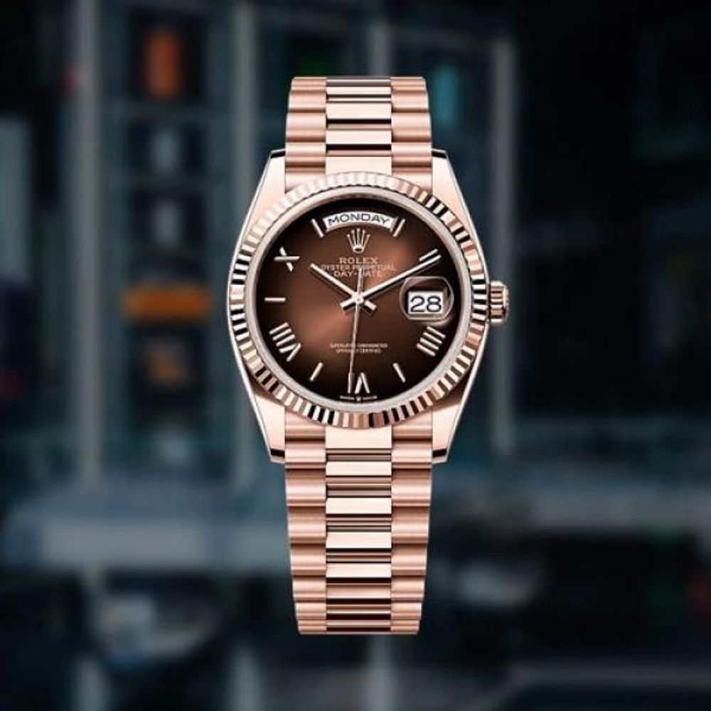 ROLLEX OYSTER PERPETUAL DAY DATE ZR ROSE BROWN SHADED  DIAL HVY 46