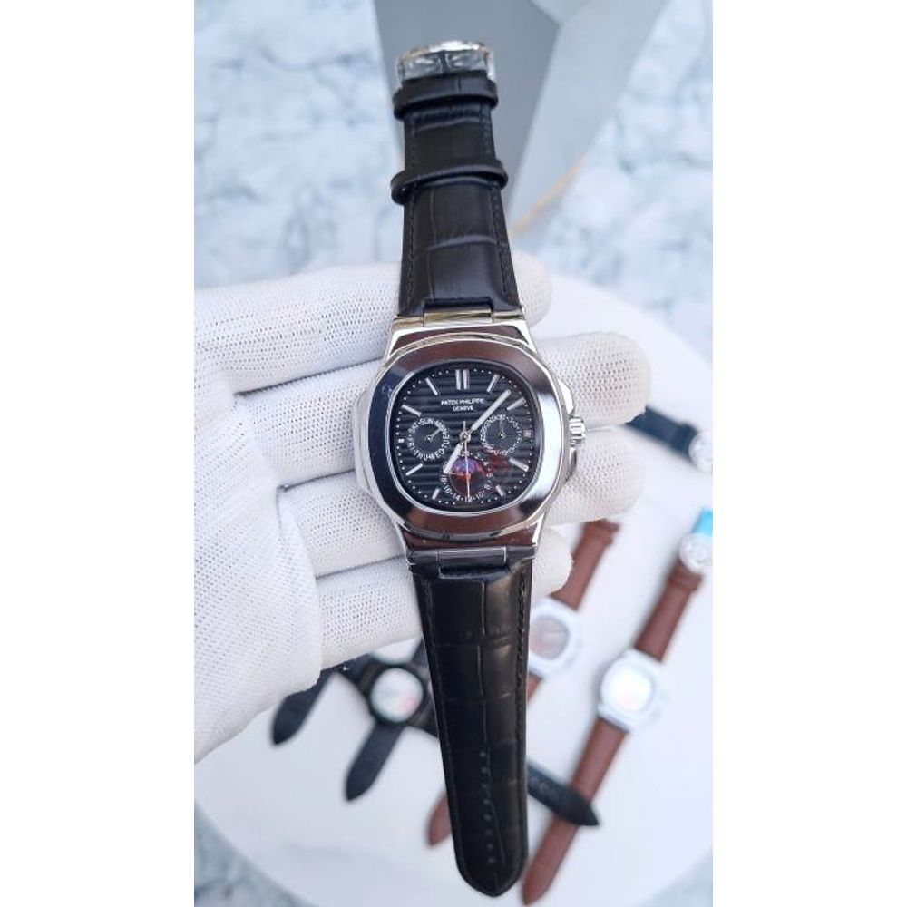 PATEK PHILLIPPE SUN MOON BLACK SILVER BLACK DIAL 378