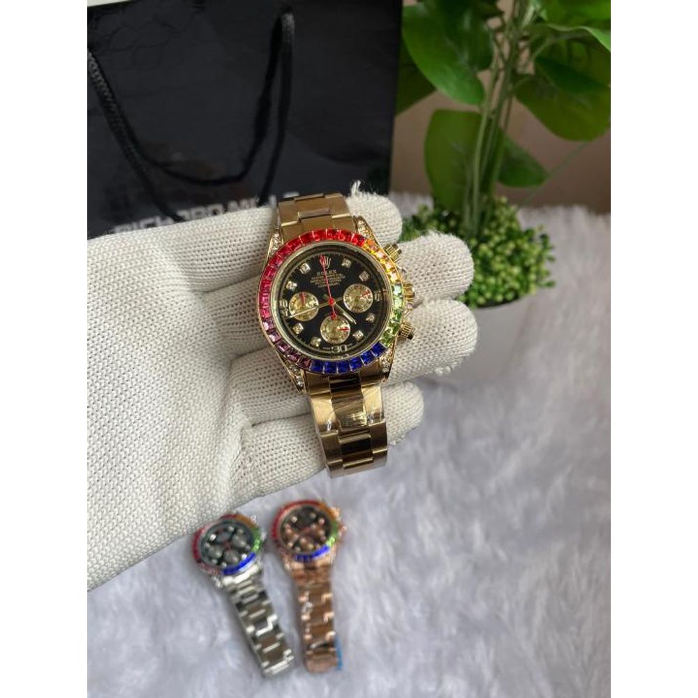 ROLLEX RAINBOW GOLD BLACK DIAL AT235