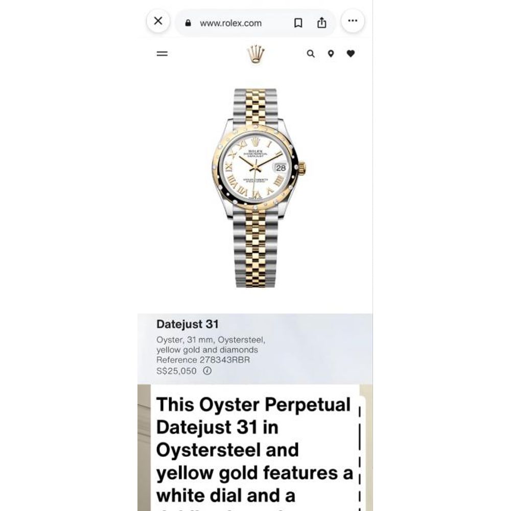 Rollex Datejust 31 2Ton White Roman