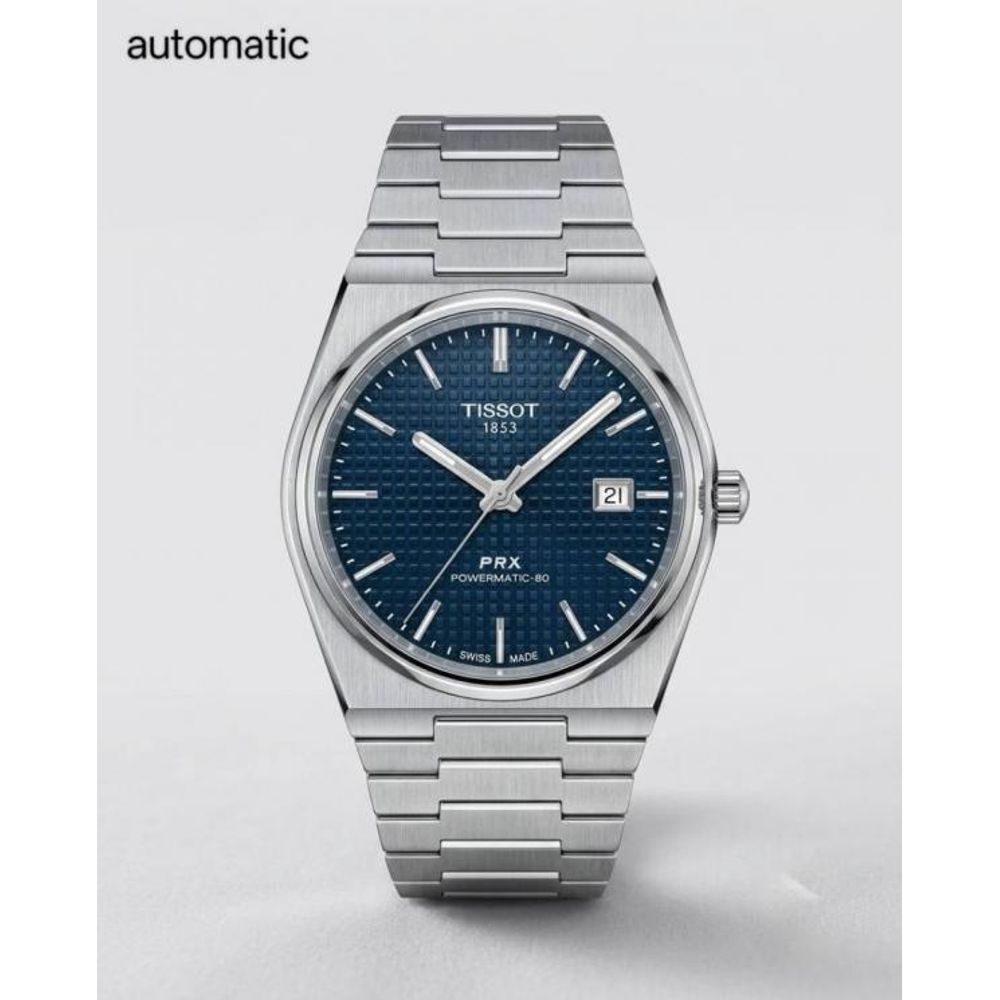 Tissoo_t 1853 Prx Automatic Top Quality  silver dark blue