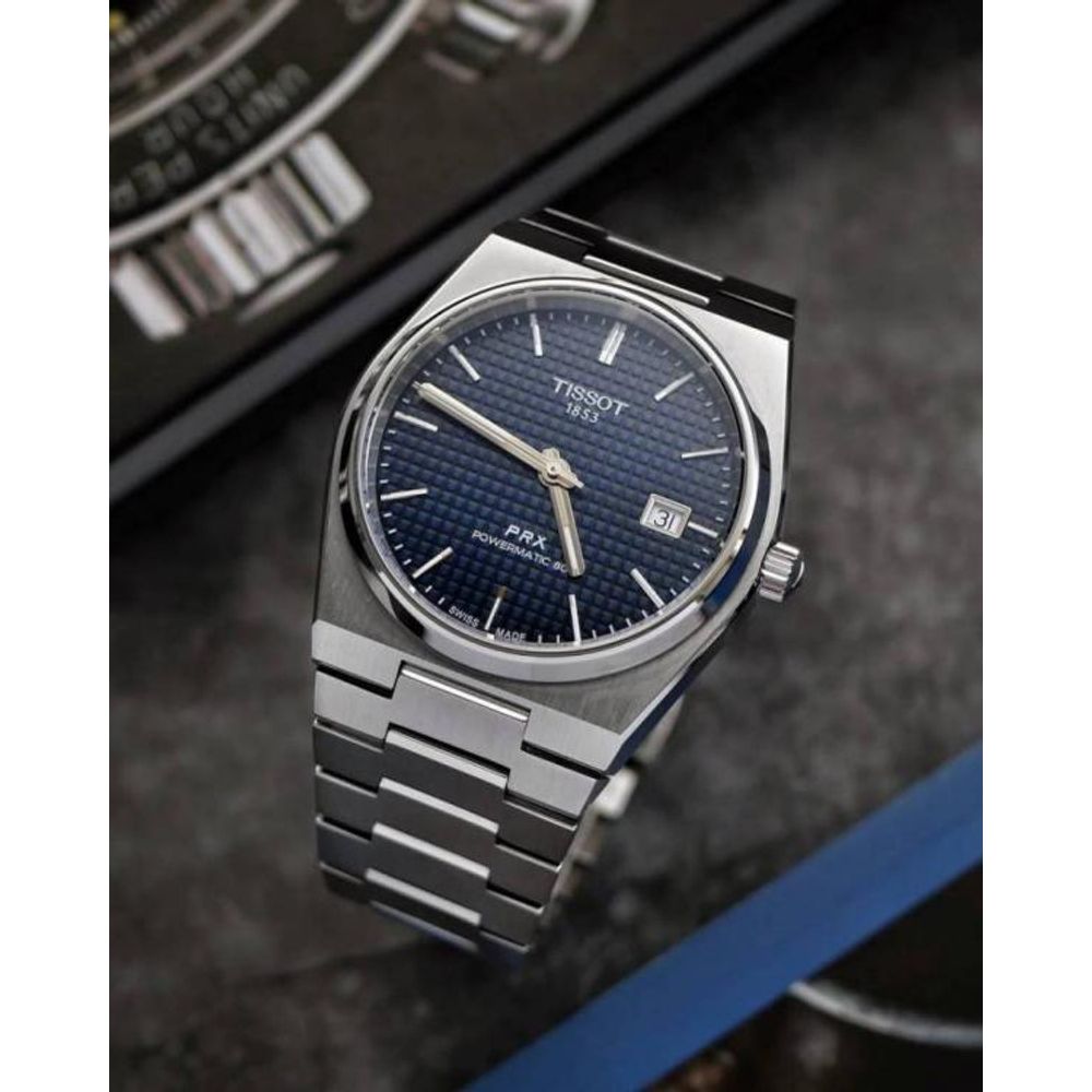 Tissoo_t 1853 Prx Automatic Top Quality  silver dark blue