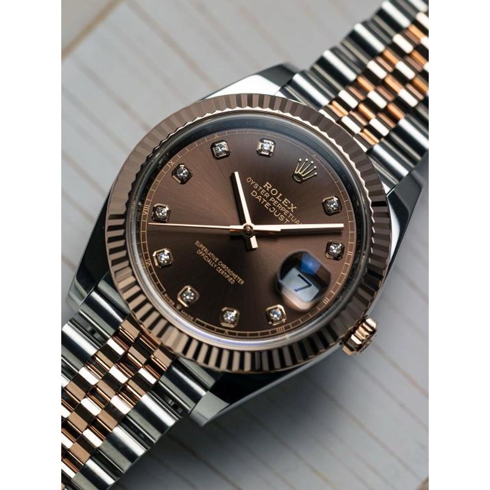 Rolee_x Oyster Perpetual Date Just 2Ton Copper Brown Diamond