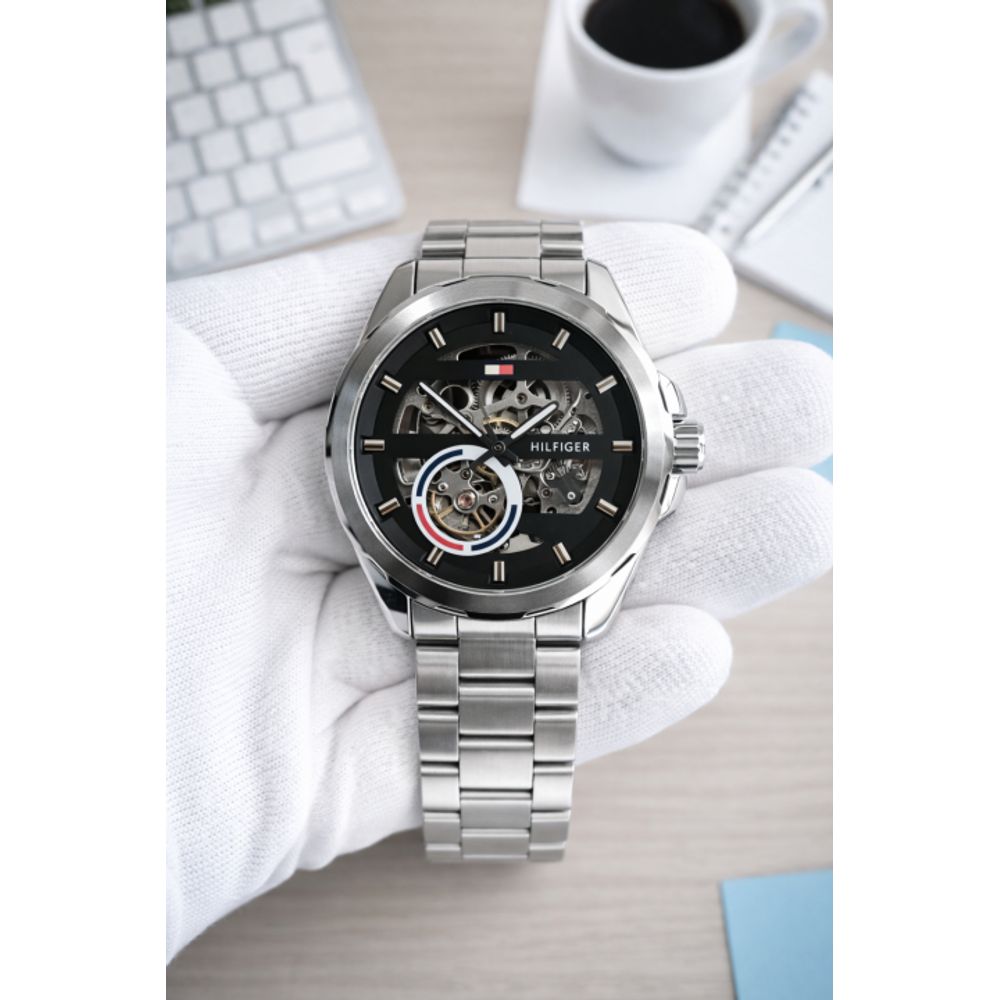 Tommy Hilfigar Automatic New Silver Black AT404