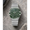 Omegha Constellation 41 mm Meteorite Watch silver green design