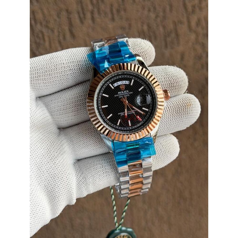 ROLLEX DAYDATE RG TWOTONE BLACK TEXTURE DIAL AT299