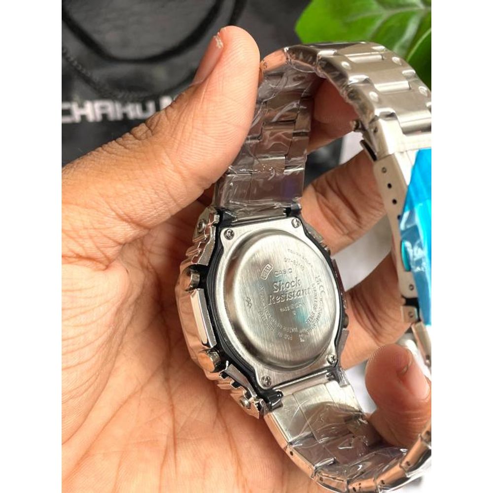 CASIO GSHOCK B2100 METAL SILVER BLACK DIAL AT308