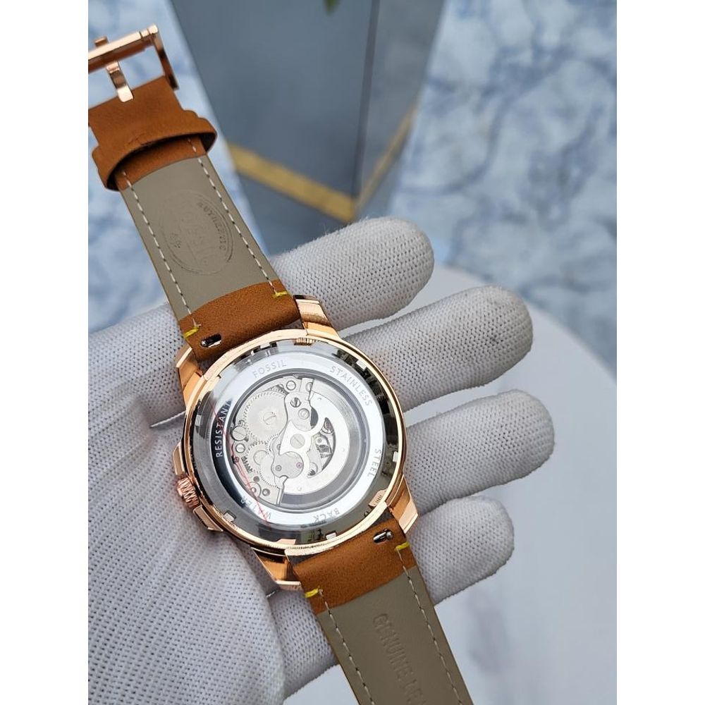 Fosssil GRANT COLOURS AUTOMATIC BROWN WHITE DIAL 341