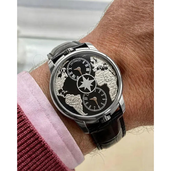 Jacob & Co. The World Is Yours Dual Time Zone Silver Black
