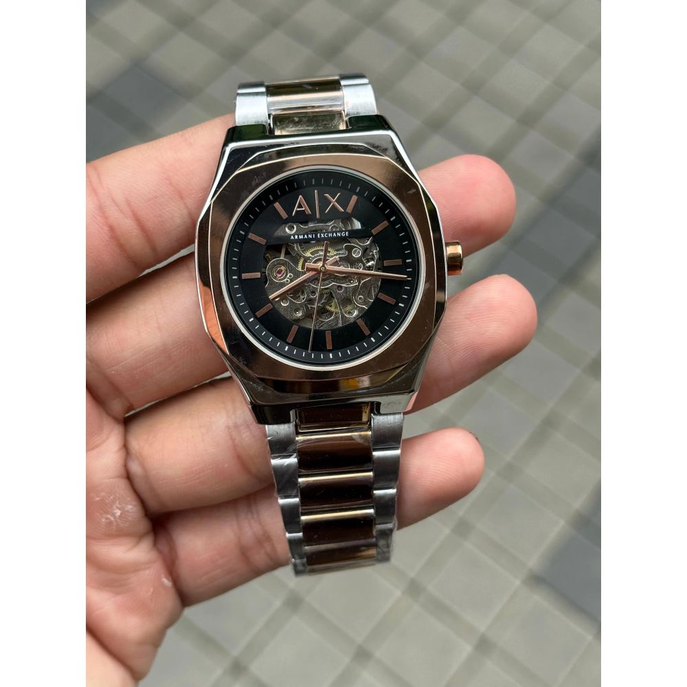 Arman i Exchange Skeleton Square Open Machine Rose Two Tone Black Dial