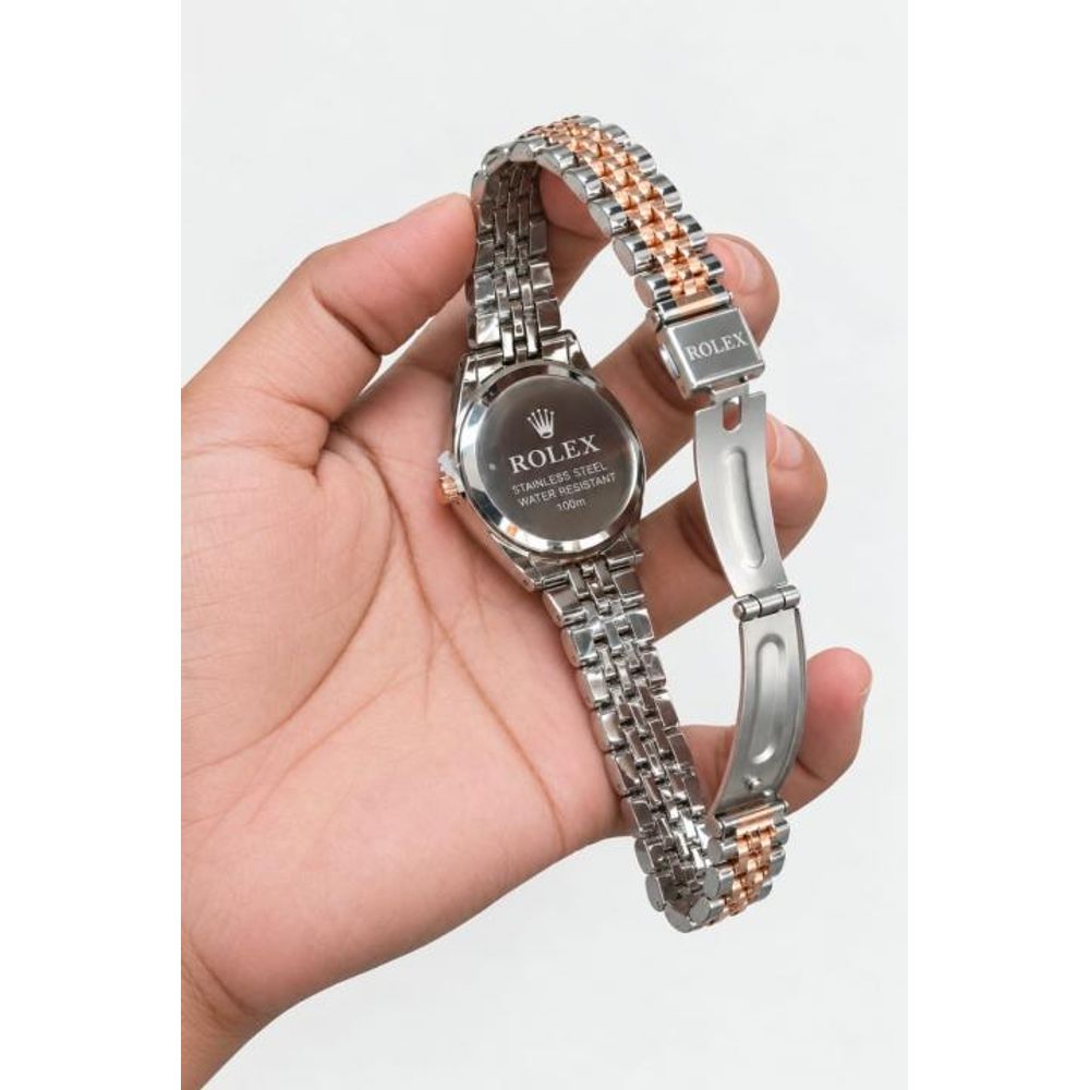 Roleex women Date Only Rosegold Two Tone Green Dial
