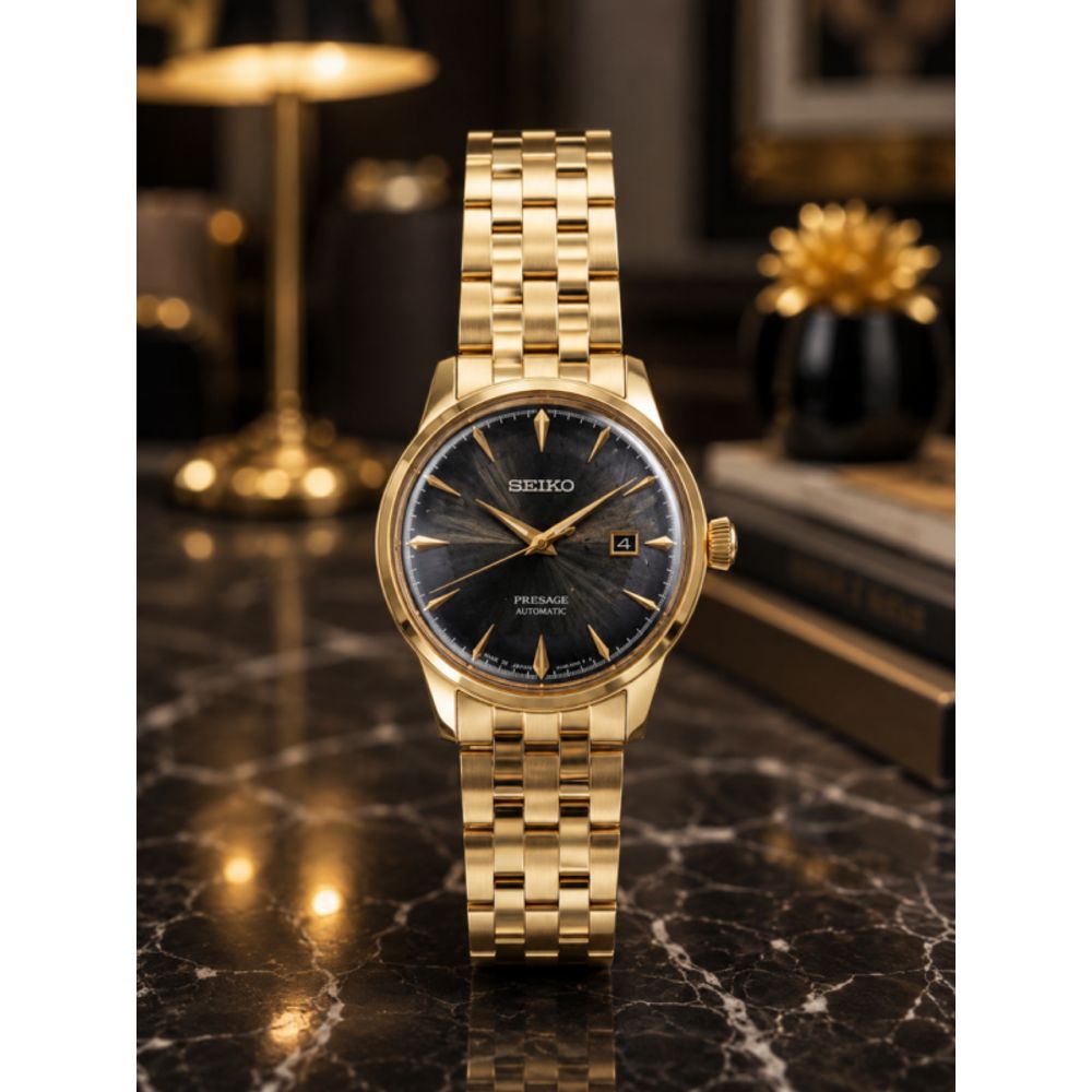 SEIK_O PRESAGE AUTOMATIC GOLD DUSTY BLACK 232