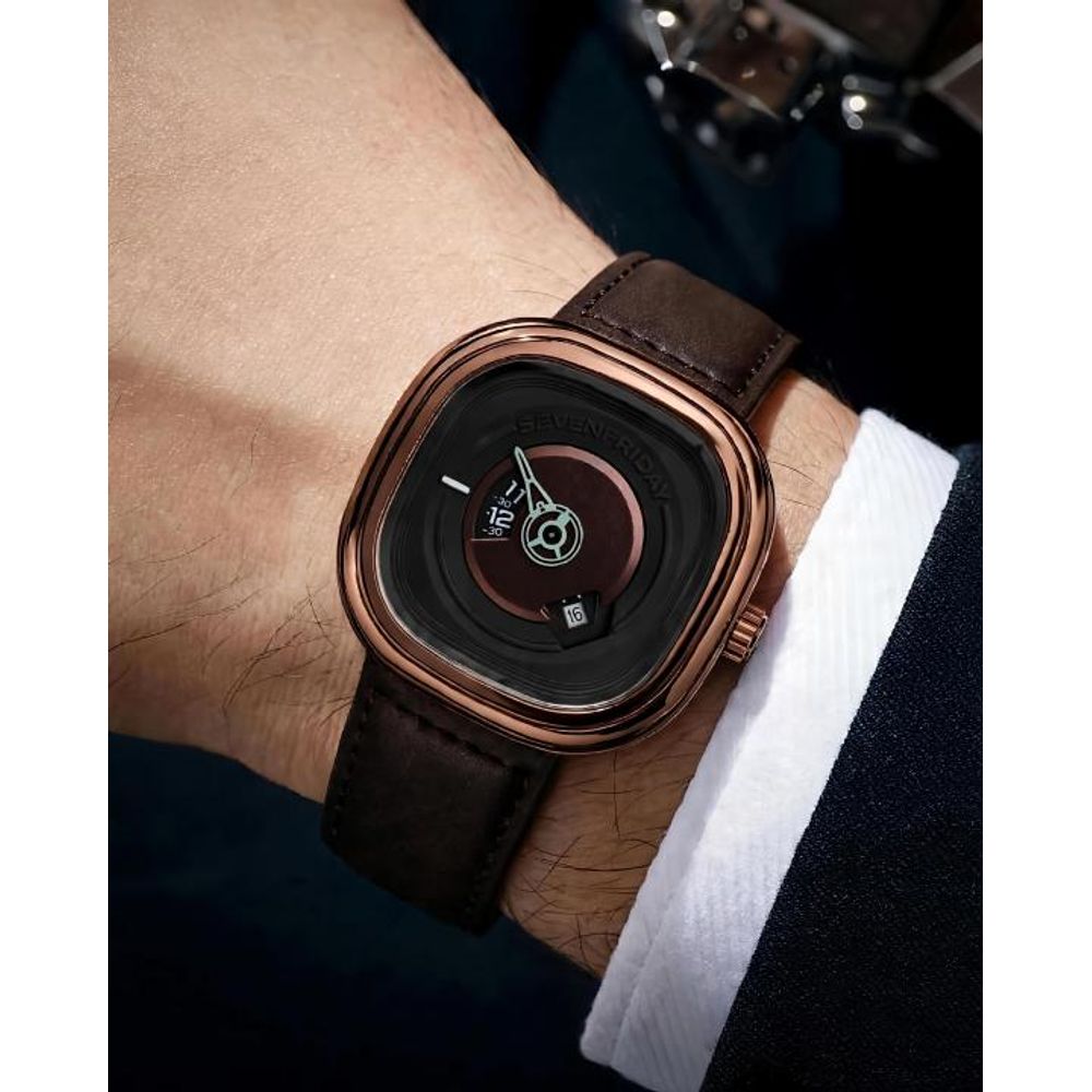 Seven Friday PE201 Dark Brown Copper Black Dial