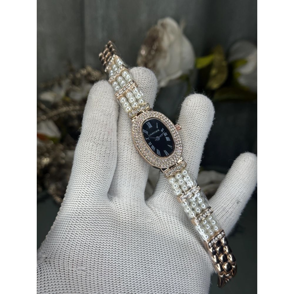 Cartie r Pearls Rose Gold Black Premium Watch