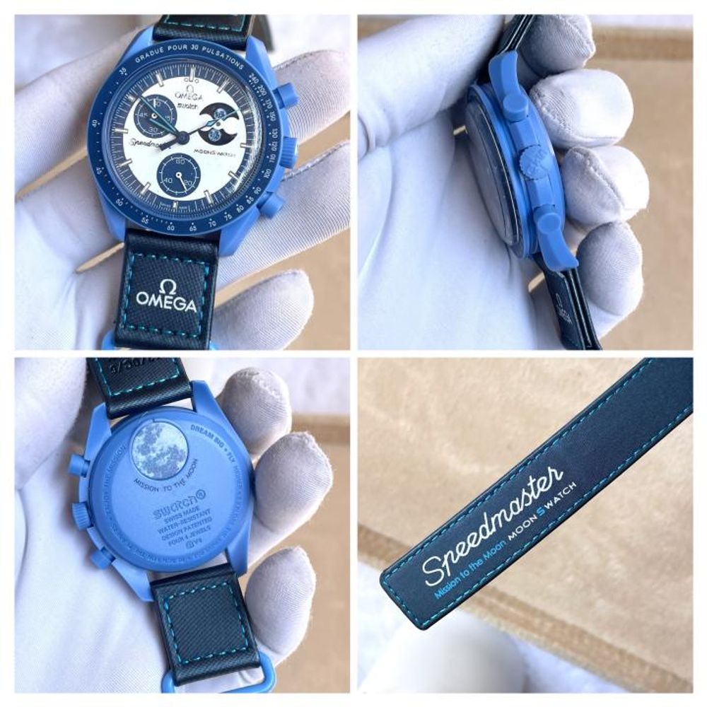 OMEGHA SWACH MOON CHRONOGRAPH BLUE AT317