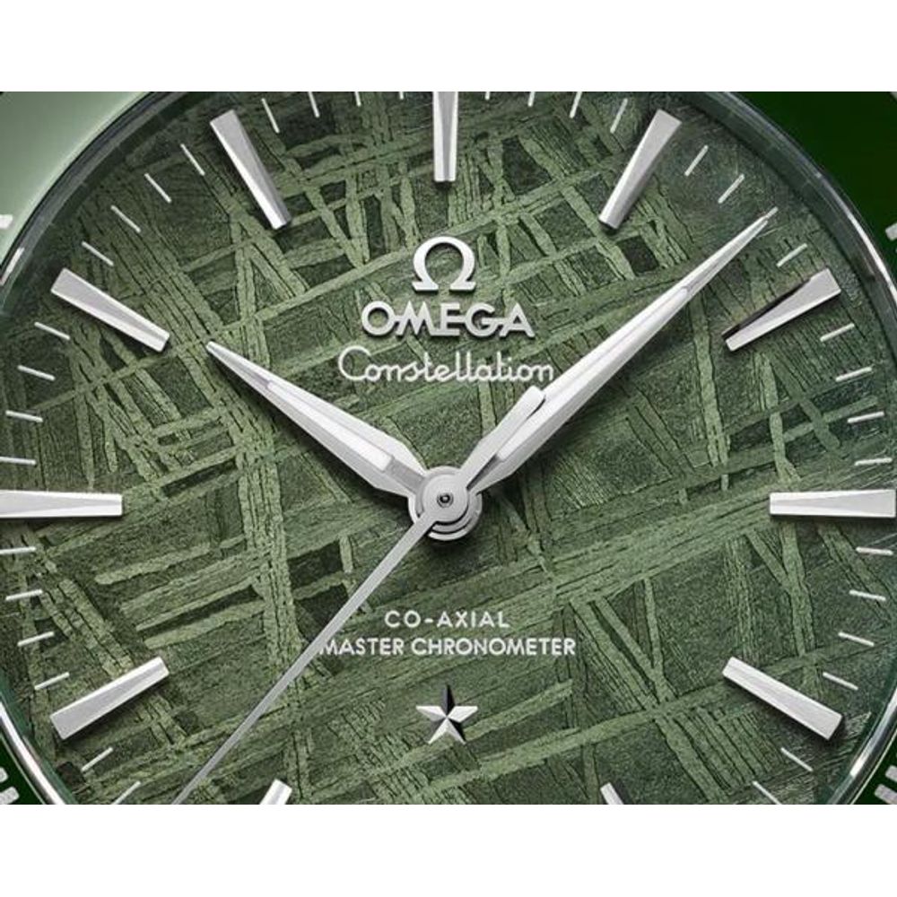 Omegha Constellation 41 mm Meteorite Watch silver green design