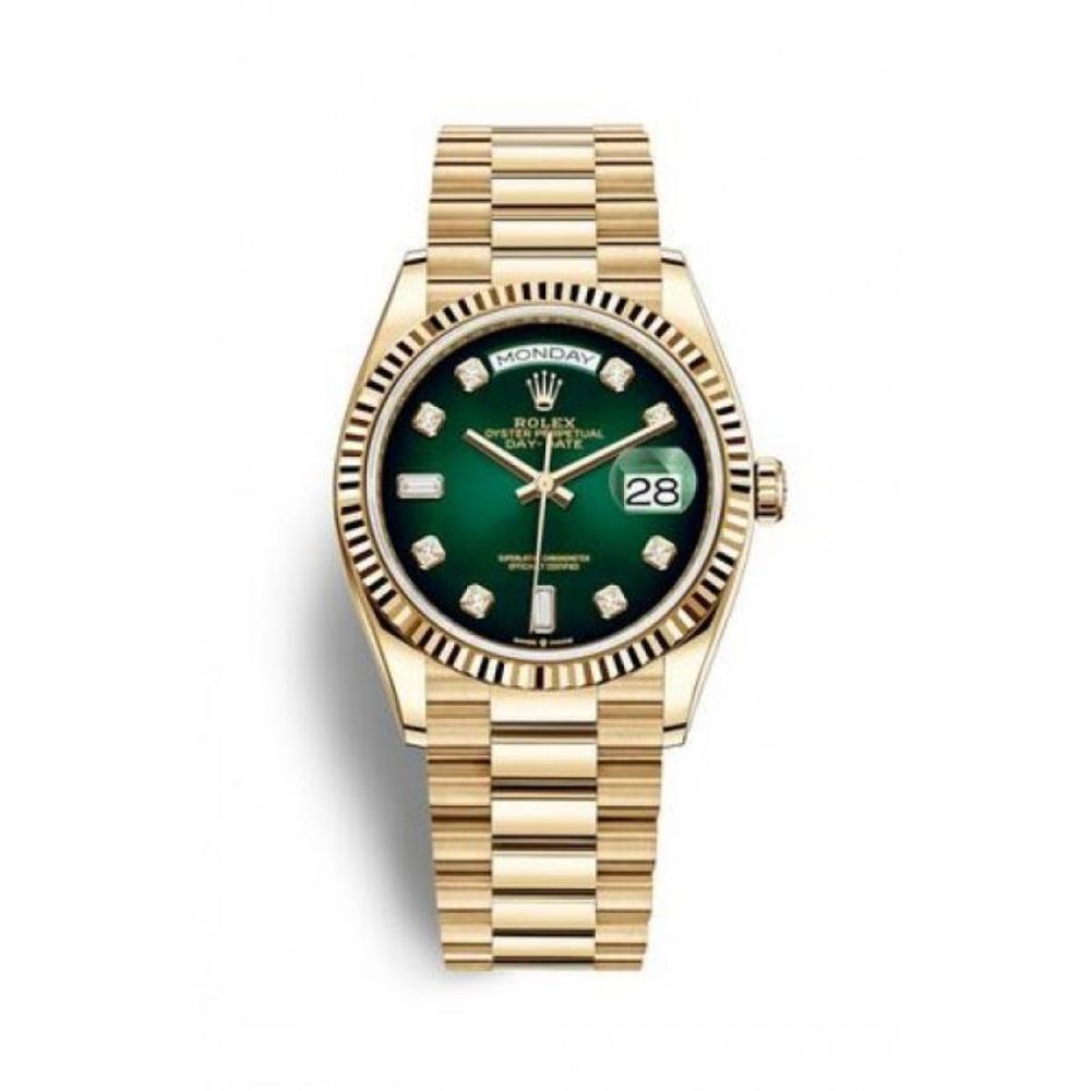 ROLLEX OYSTER PERPETUAL DAY DATE ZR GOLD GREEN SHADED DIAMOND DIAL HVY 49