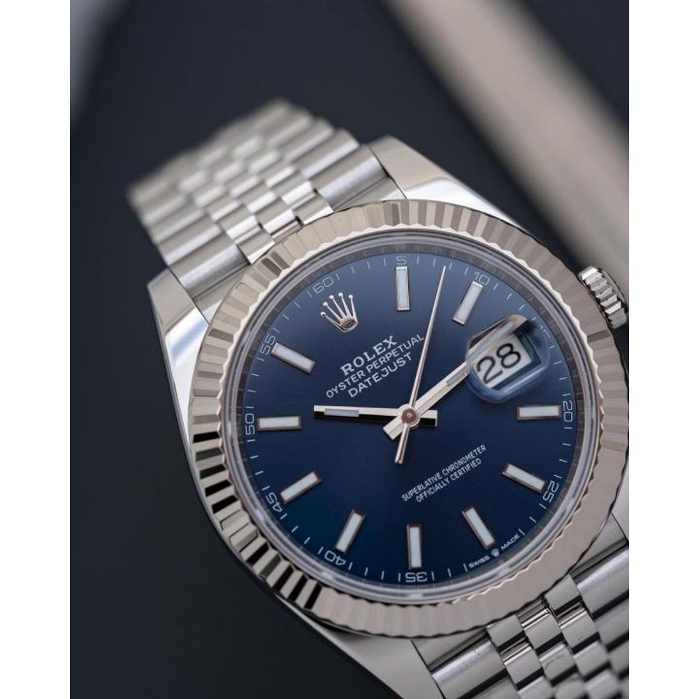 Rolee_x Oyster Perpetual Date Just Silver Blue
