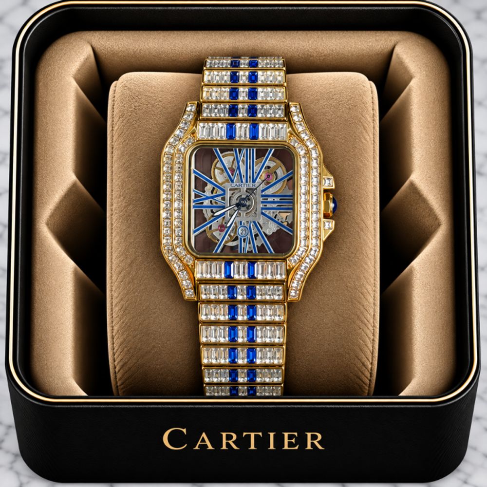 Cartiarr Santos Diamond Quartz (GoldBlue)