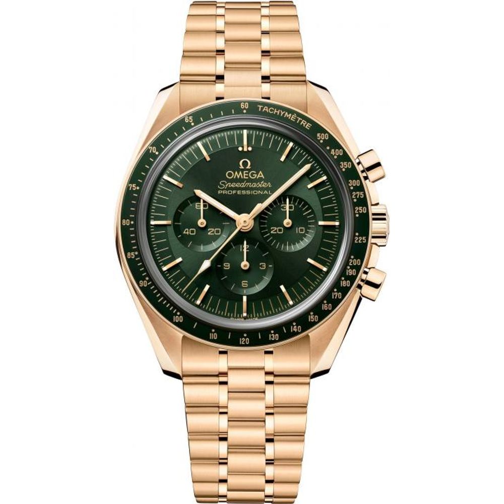 Omegha Speedmaster Moonwatch Professional Co-Axial Master Chronometer Chronograph gold green
