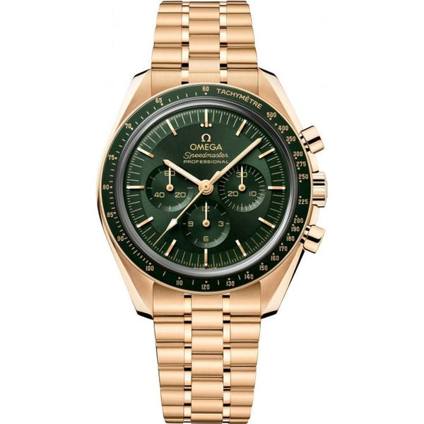 Omegha Speedmaster Moonwatch Professional Co-Axial Master Chronometer Chronograph gold green