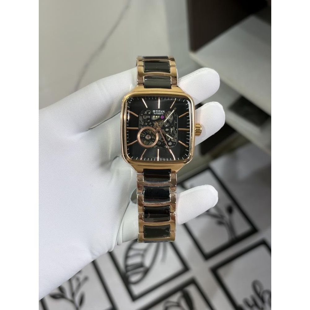 TITA AN CERAMIC FUSION SKELETON AUTOMATIC RICH BLACK ROSE   MENS HVY 1170