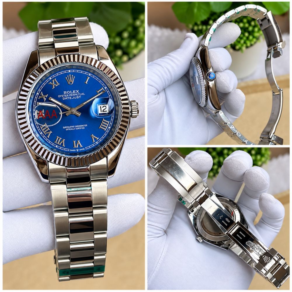 Rollex DateJust Automatic Premium FST Oyster Silver Blue Roman Dial AT468