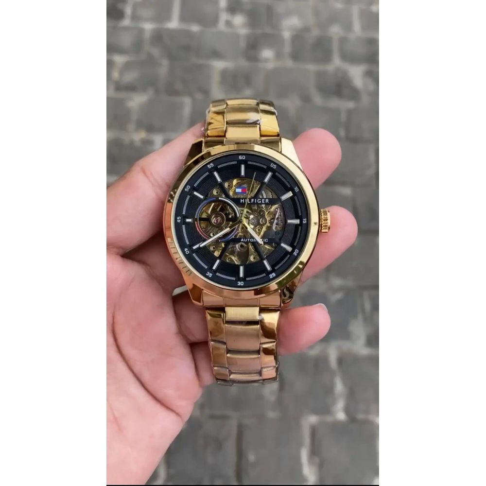 Tommy Hilfige r Automatic Chain Gold Black