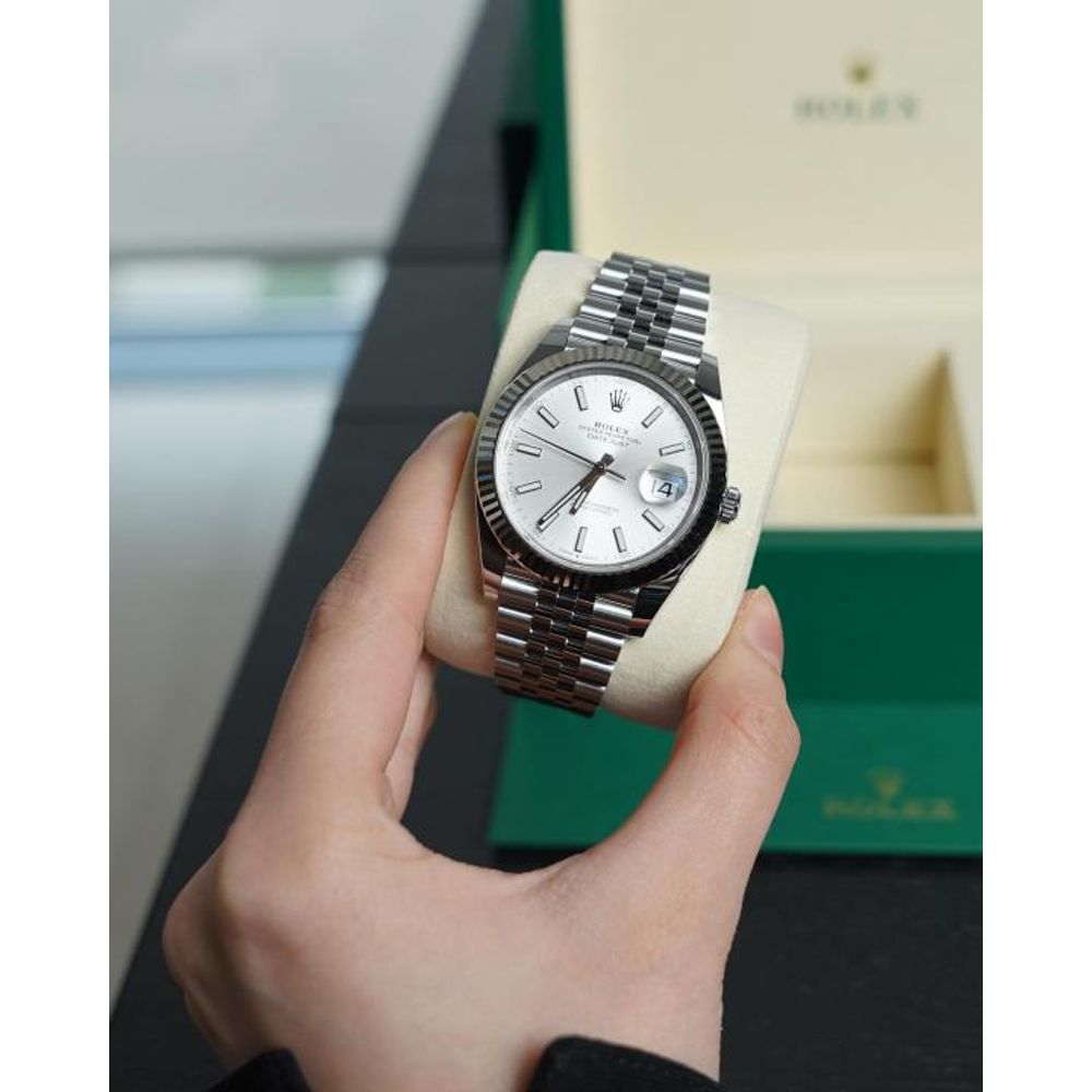 Rolee_x Oyster Perpetual Date Just Silver-White