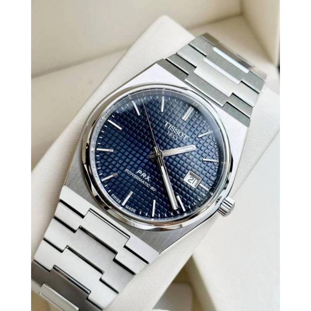 Tissoo_t 1853 Prx Automatic Top Quality  silver dark blue