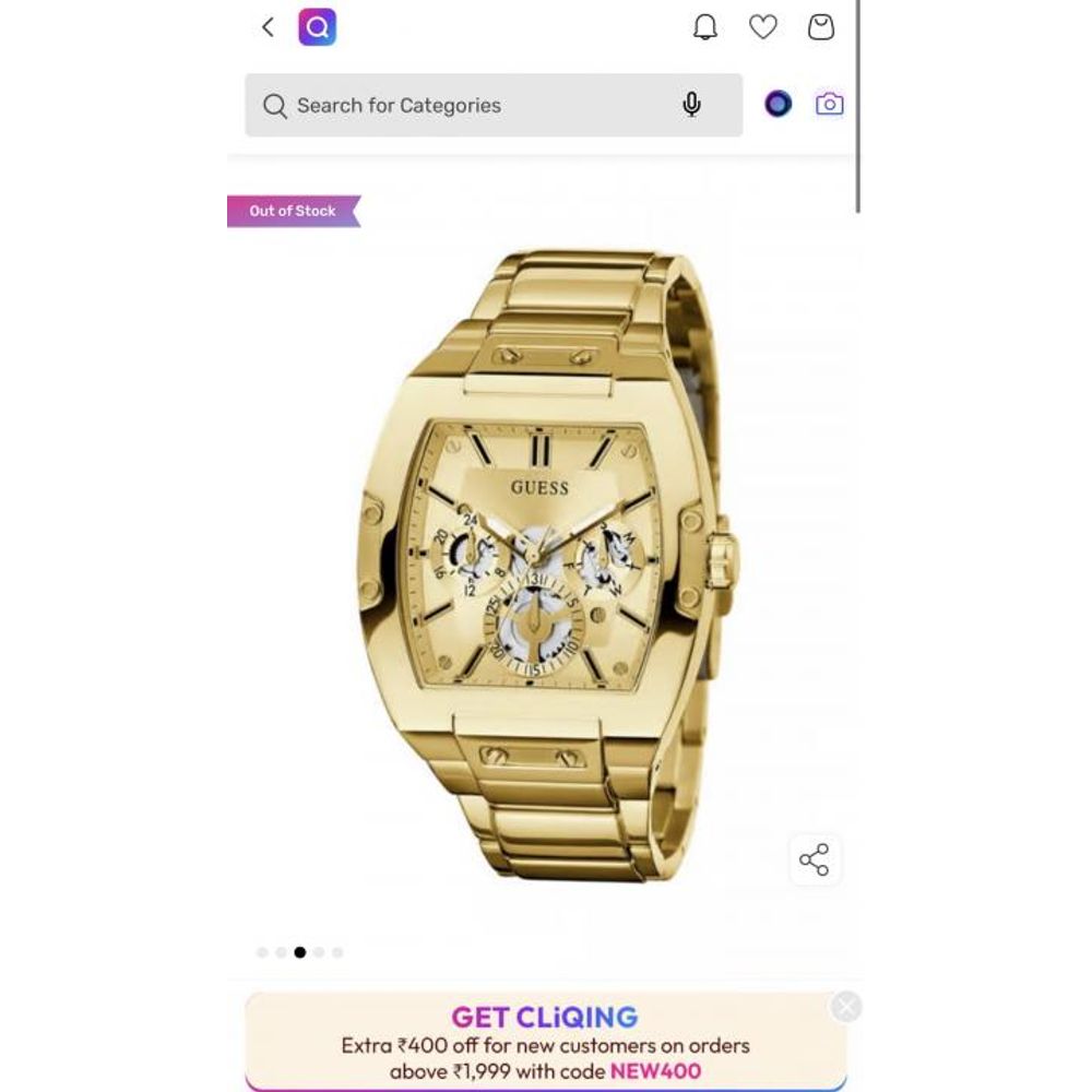 Guess Rectangle Analog Menswach