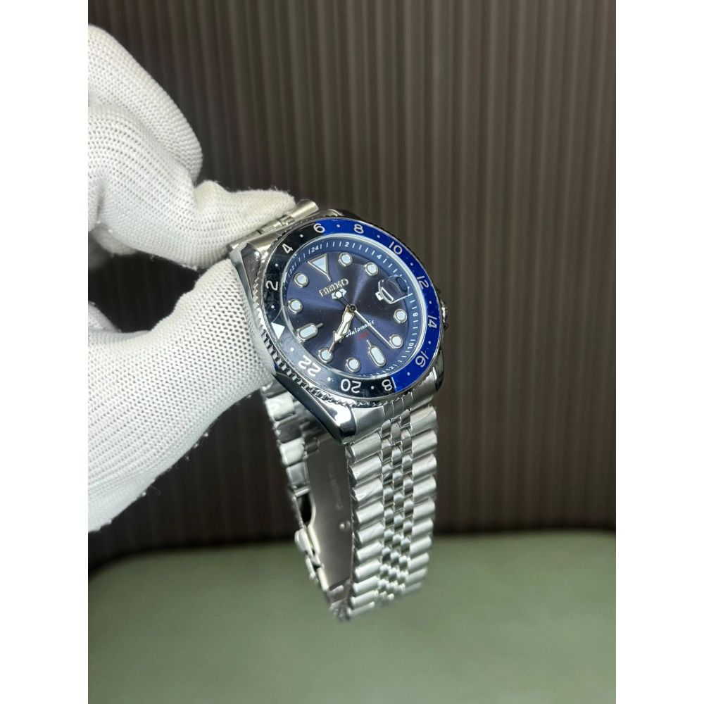 Seik o Gmt Silver Blue Premium Watch