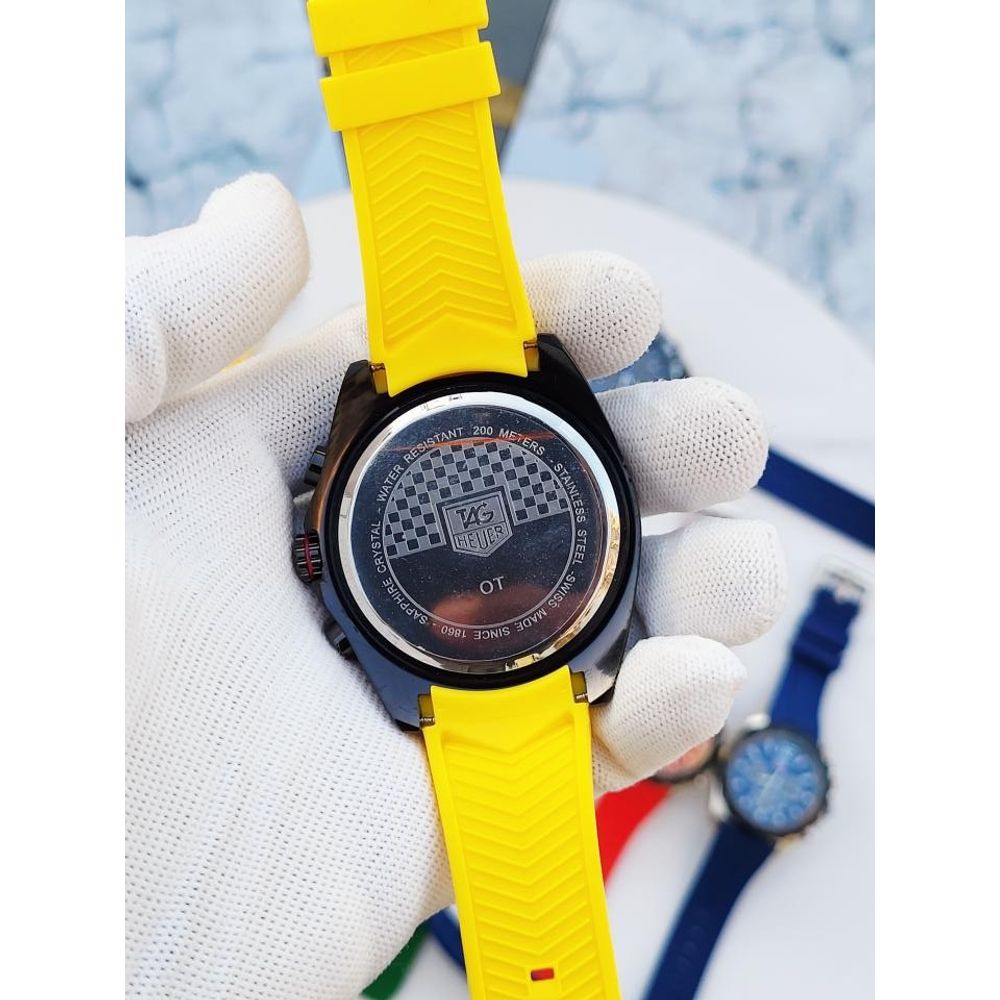 SALEAT Tag Huer FORMULA 1 CHRONOGRPH BLACK YELLOW SILICON BELT AT362