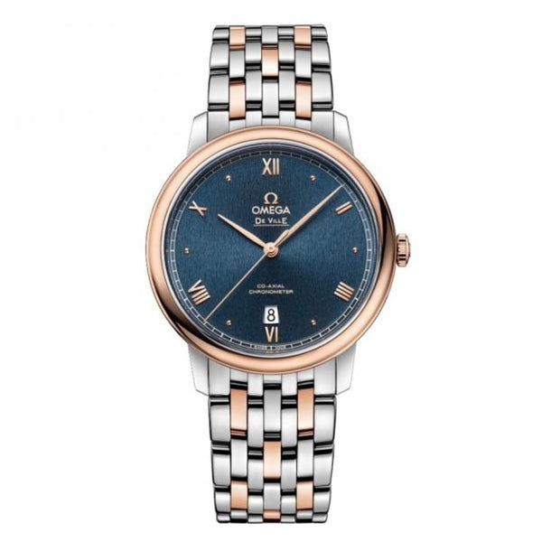 Omegga De Ville Prestige Co-Axial Chronometer Two Tone Copper Roman Numerals Blue Dial  (161)
