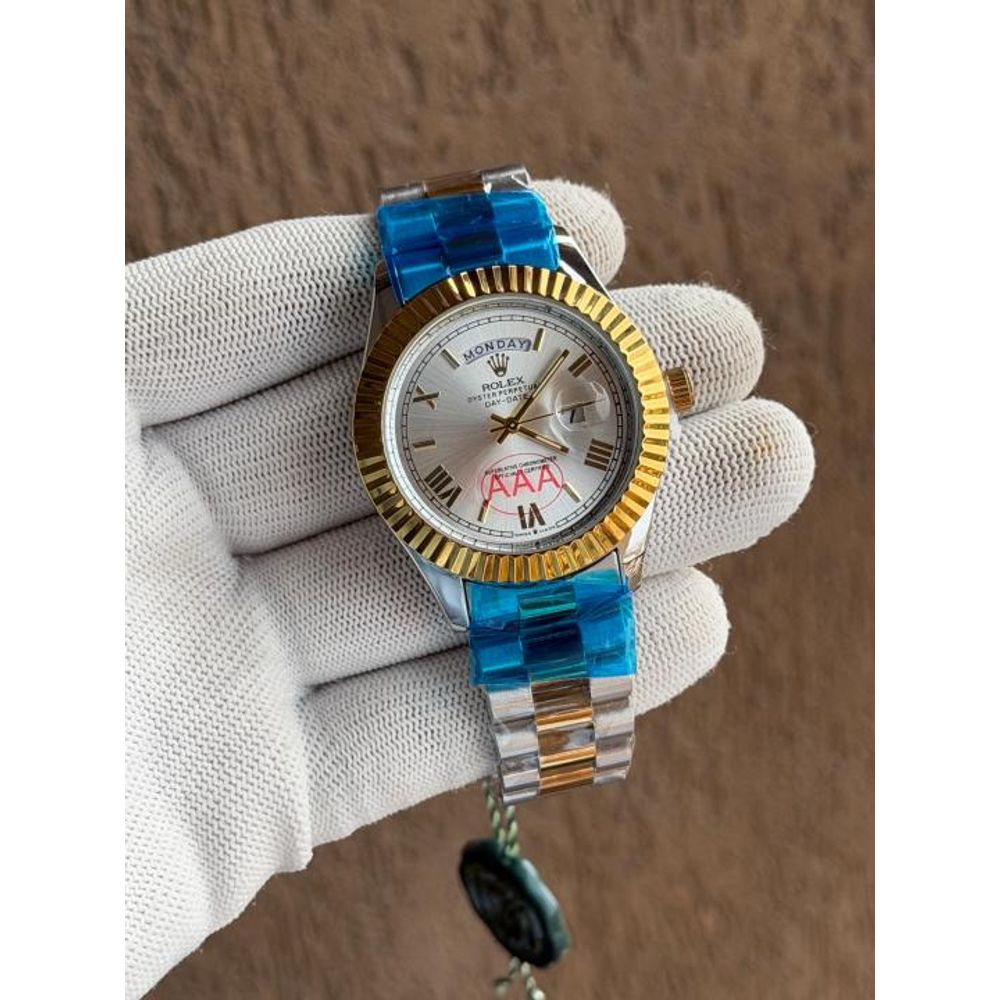 ROLLEX DAYDATE GOLD TWOTONE WHITE ROMAN DIAL AT299