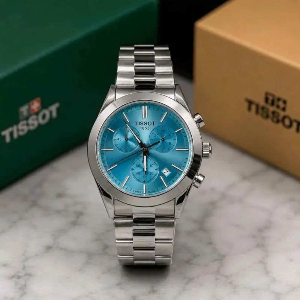 TISSO_T Pr 100 40mm Skyblue Chronograph ( 026 )