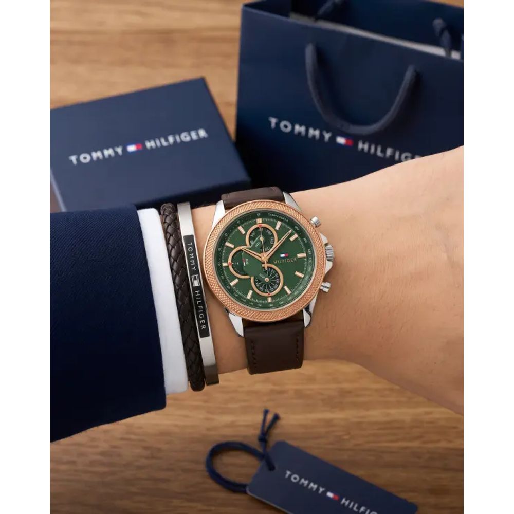 Tommy Hilfigar Clark Leather Brown-Copper-Green