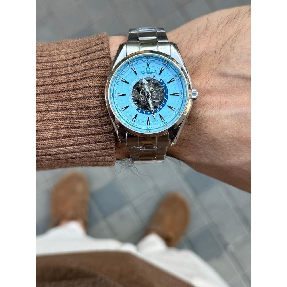 Omeg a Sea Master Aqua Terra World Timer Automatic Silver Tiffany Stainless Steel