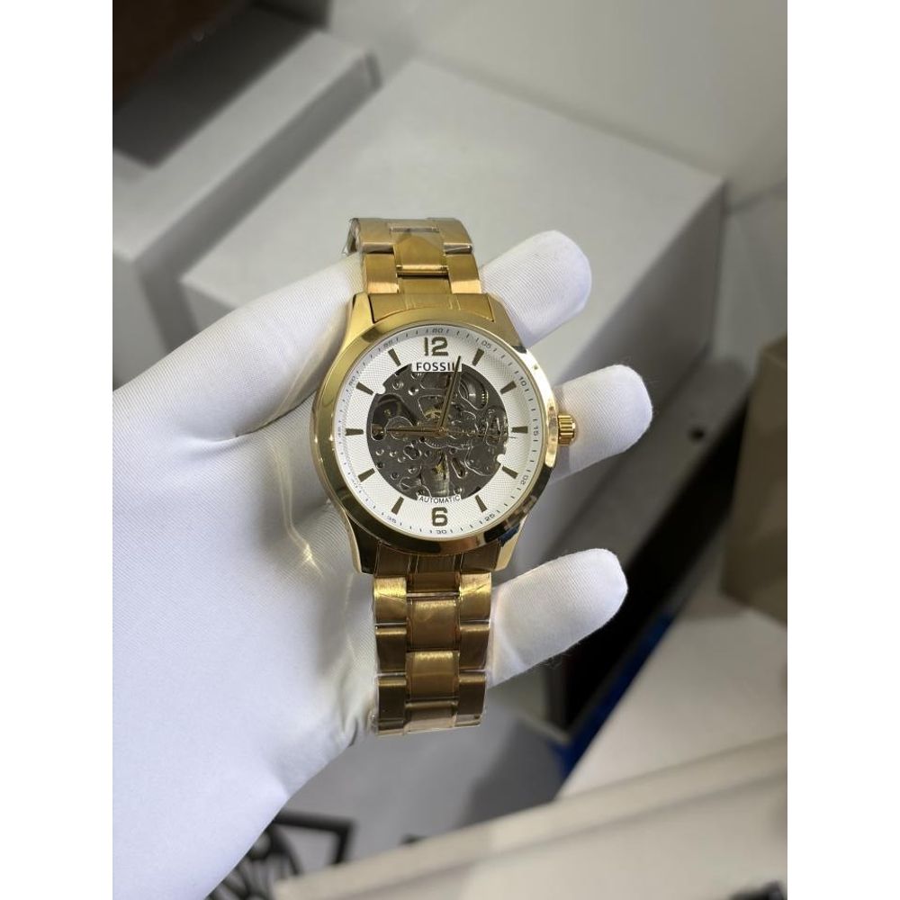 FOSSIIL SKELETON AUTOMATIC HEAVY QUALITY GOLD WHITE 781