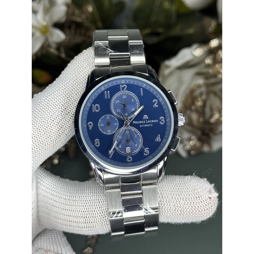 Maurice Lacroix Silver Blue Premium Chronograph Watch