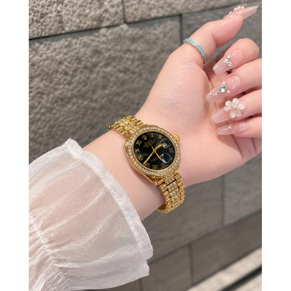 Rollex Date Just Ladies Gold Black