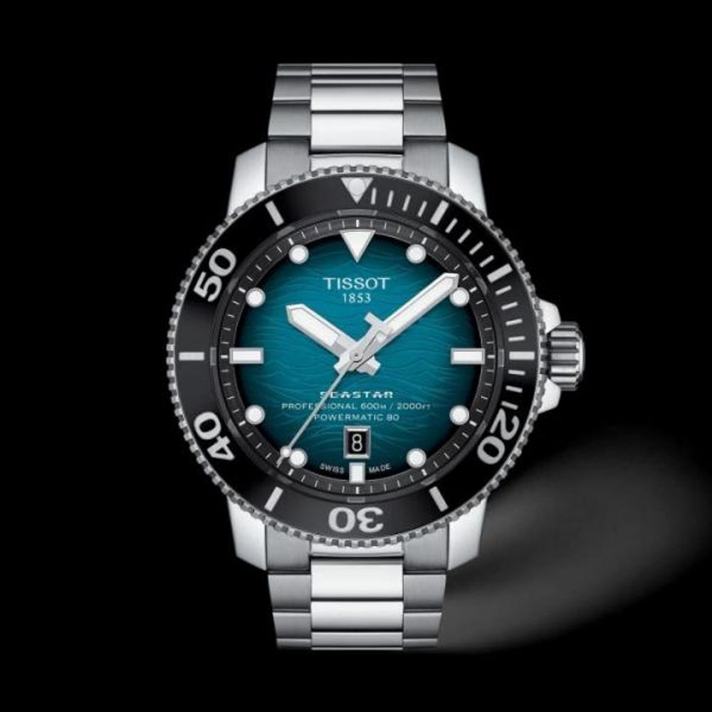 TISSOOT SEASTAR 2000 PROFESSION POWERMATIC 80 AUTOMATIC SILVER TEAL 796