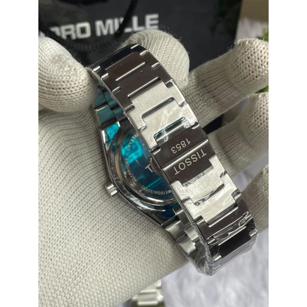 TISOT PRX QUARTZ SILVER GREEN TEXTURE AT104