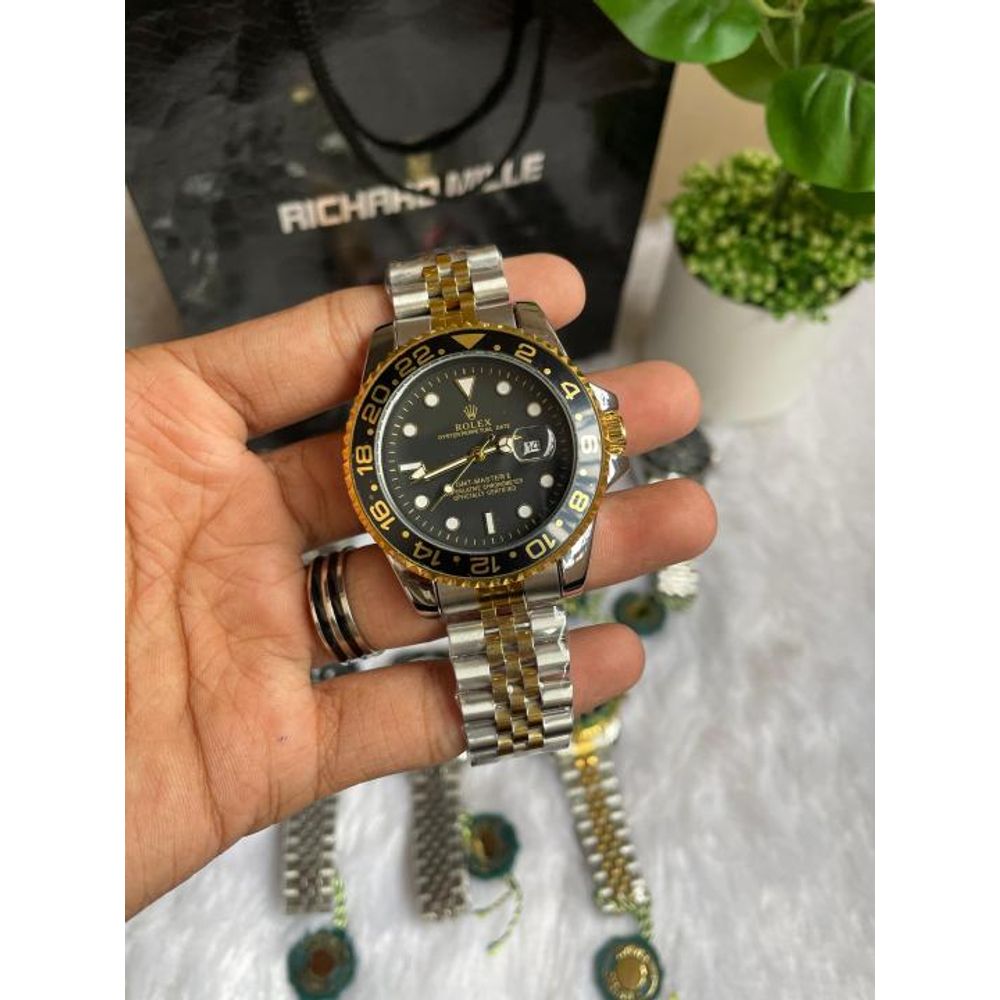 ROLLEX GMT MASTER 2 GOLD TWO TONE BLACK DIAL AT462