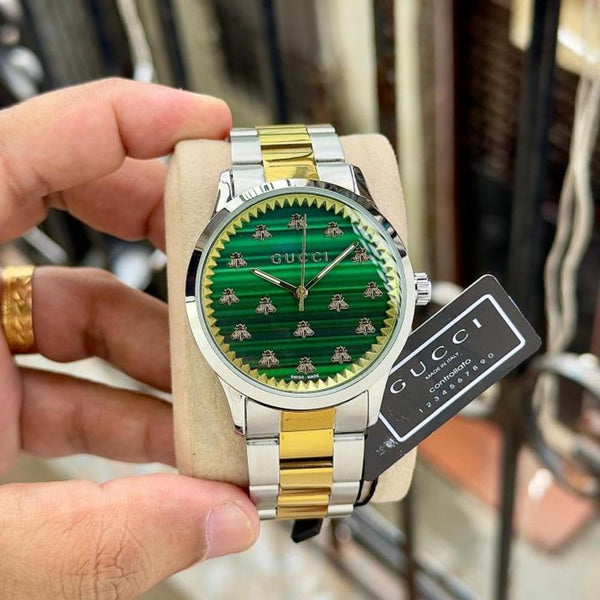 Guchi G-Timeless Bee Two Tone Green Dial