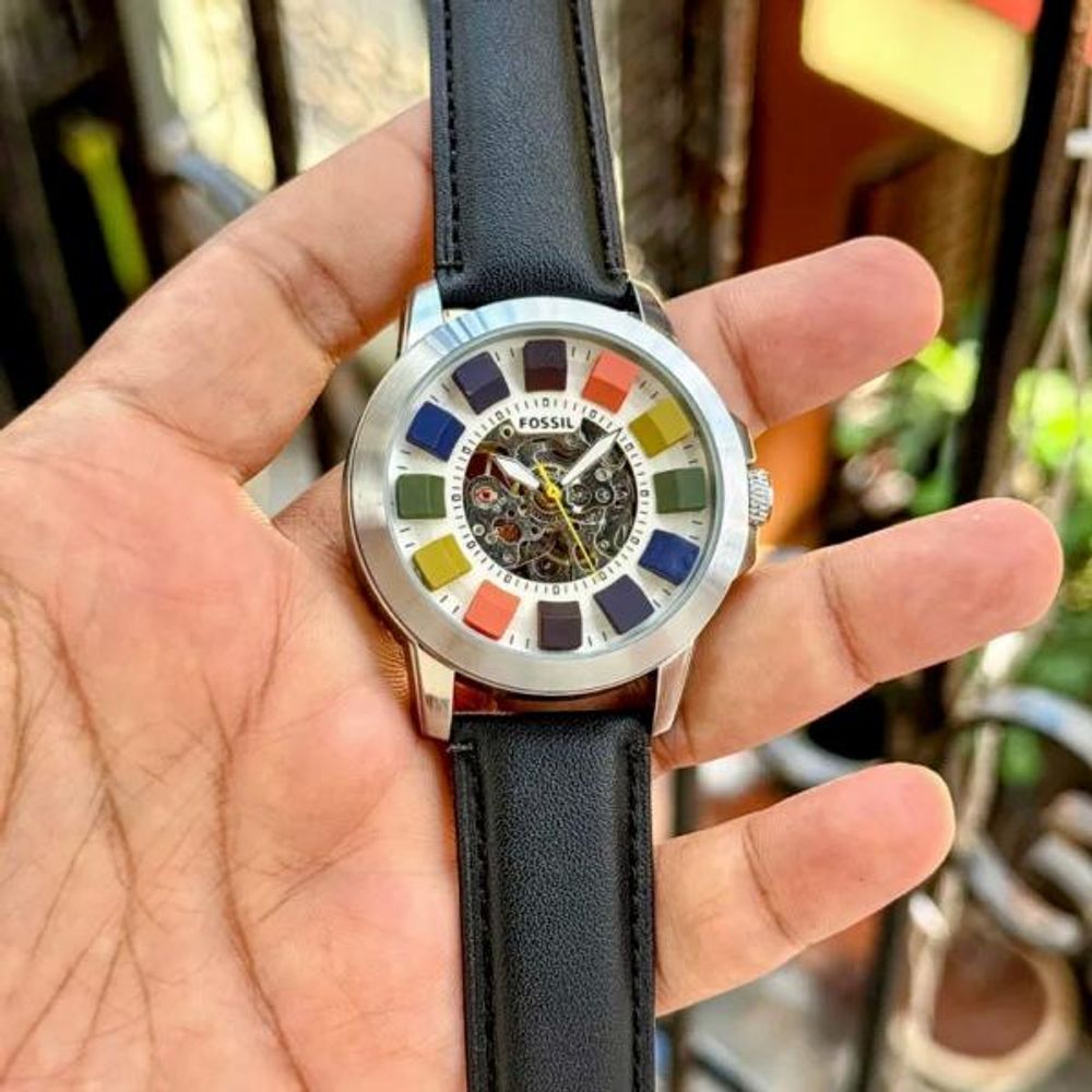 FOSIL GRANT COLOURS AUTOMATIC BLACK WHITE DIAL AT341