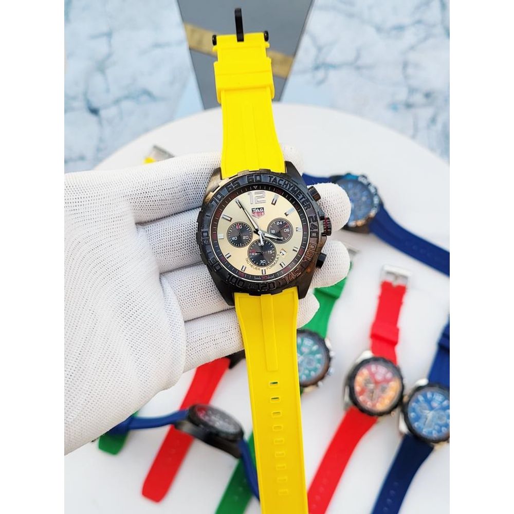 SALEAT Tag Huer FORMULA 1 CHRONOGRPH BLACK YELLOW SILICON BELT AT362