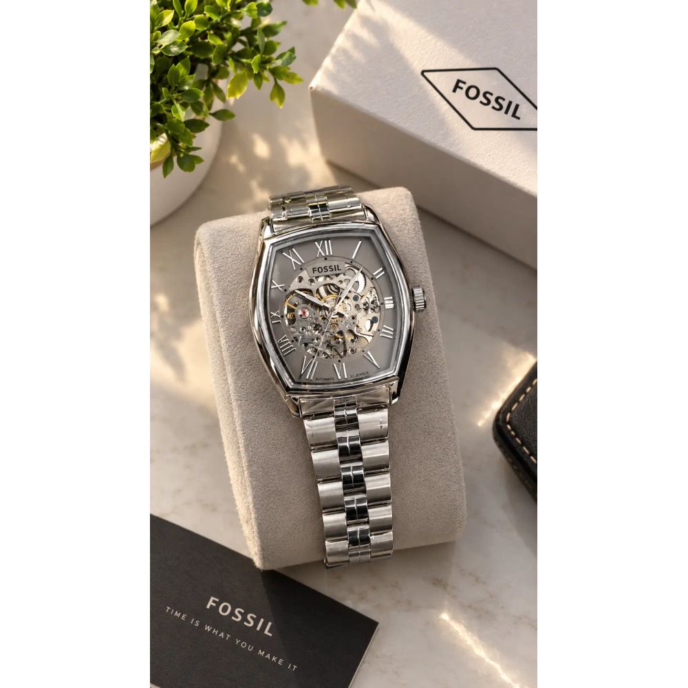 Fossi_l Tonneau Skeleton Automatic Silver Grey