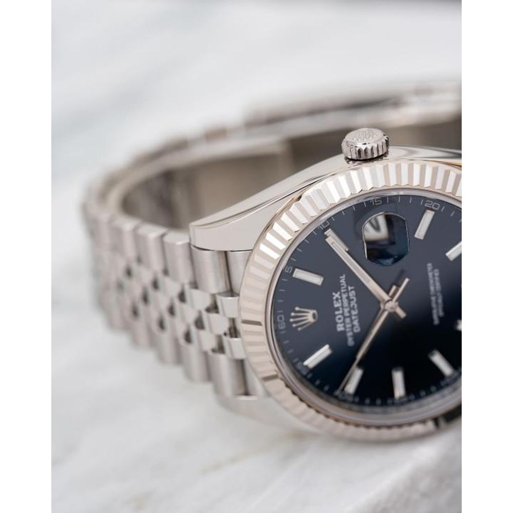 Rolee_x Oyster Perpetual Date Just Silver Blue