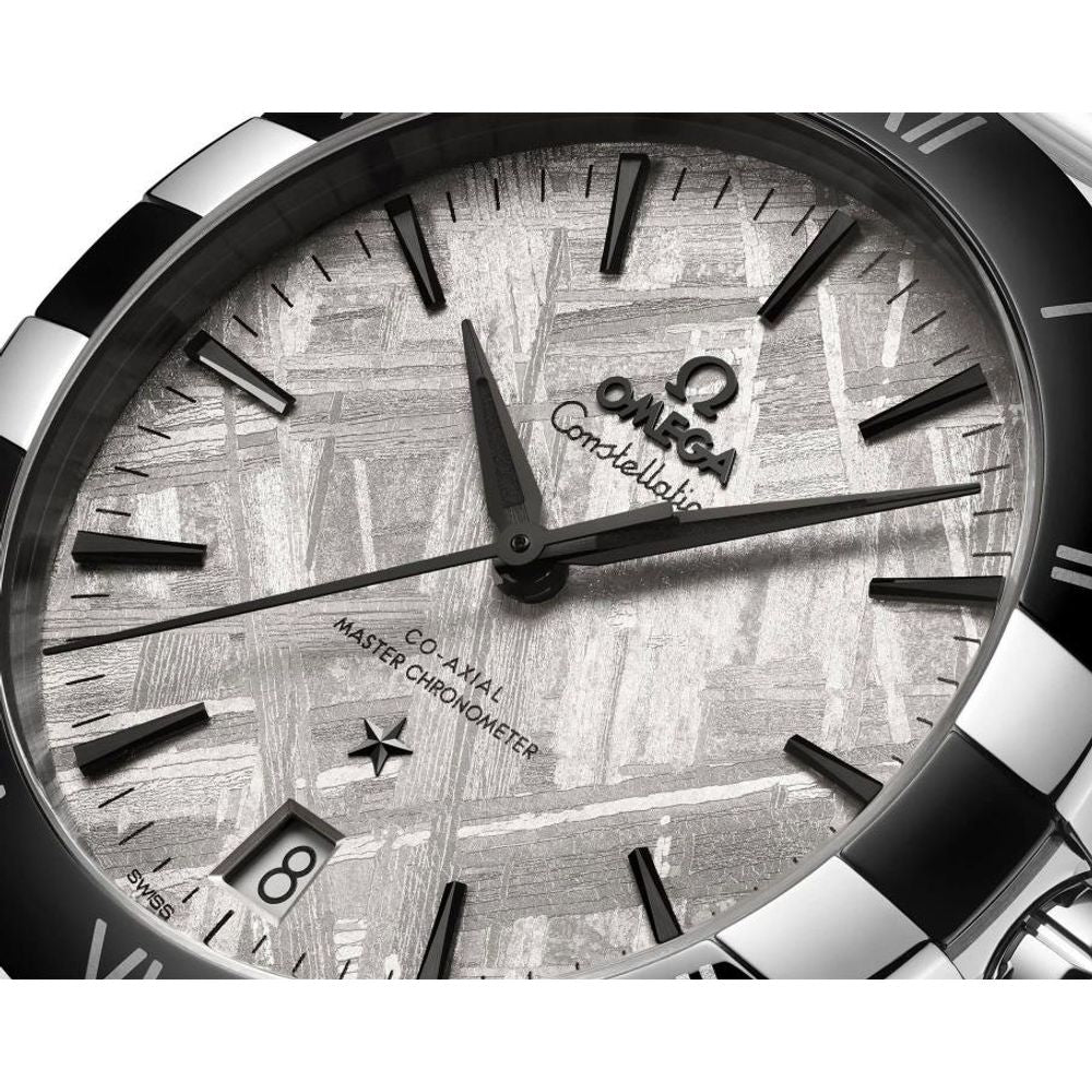 Omegha Constellation 41 mm Meteorite Watch silver white design